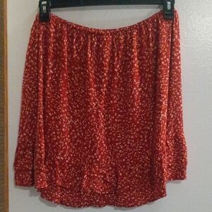 No Boundaries Red Floral Skirt Set